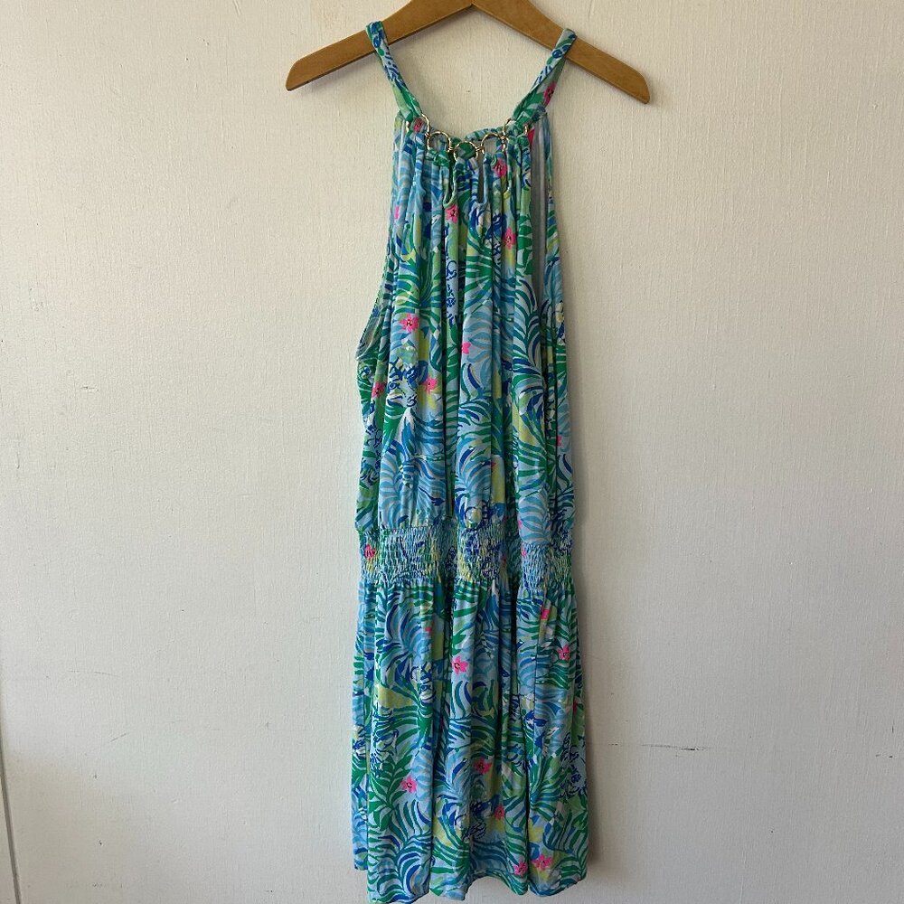Lilly Pulitzer Shirelle Skirted Romper Womens Medium Halter Multi Grove Garden